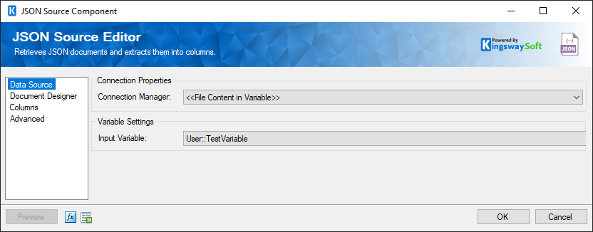 SSIS JSON Source - Data Source - Variable